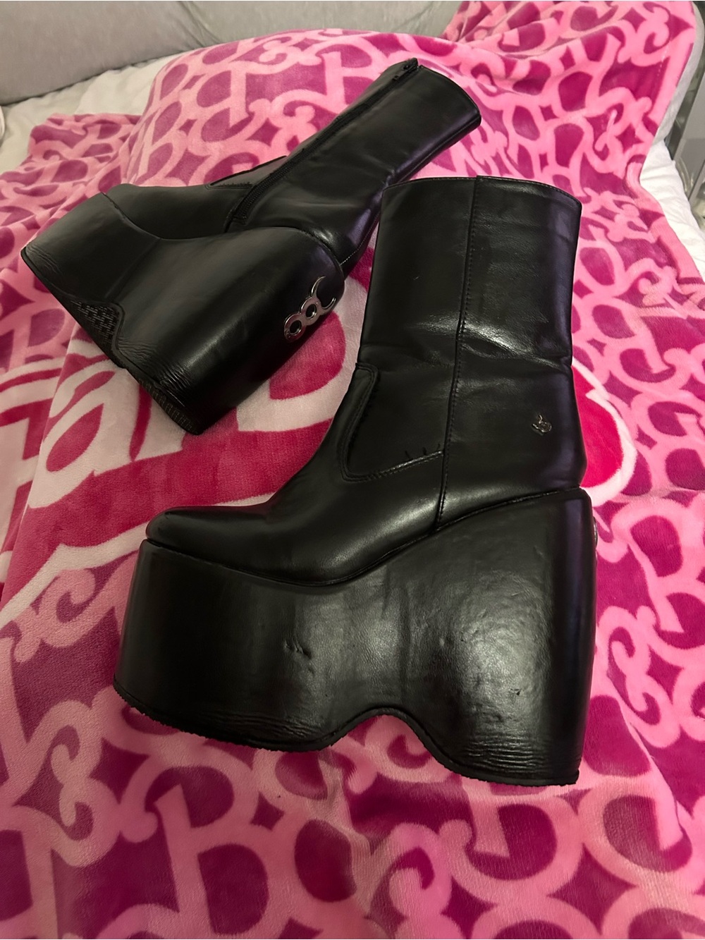 Dolls Kill Black Platform Mid-Calf Boots